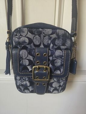 COACH• NAVY SIGNATURE Monogram CROSSBODY 🩶💙#AO5U-2187
